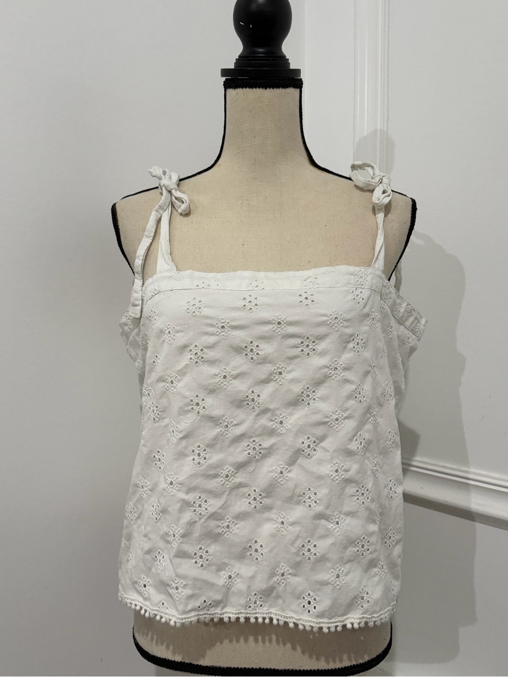 aerie White Eyelet Tie-Shoulder Camisole